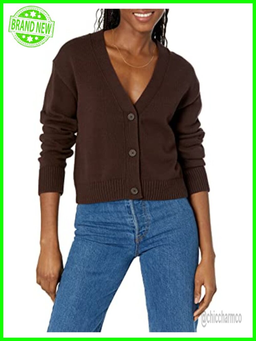 Women's 100% Cotton V-Neck Button Front Cropped Cardigan Sweater